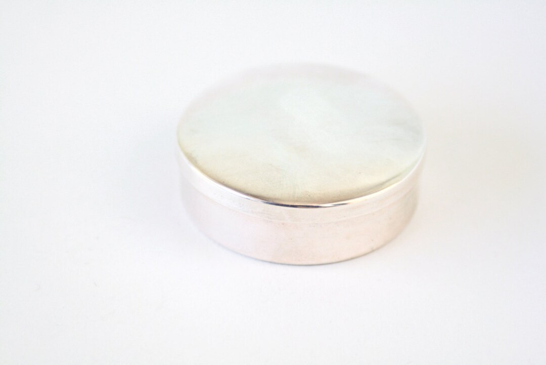 Vintage Pure Sterling Silver Round Box , Ring Box, Pill Box - Etsy