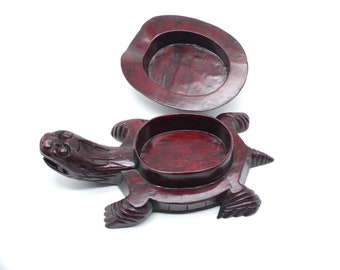 Vintage Wood Handmade Turtle, Secret Box, Turtle Box, Turtle figurine, Turtle Sculpture, Vintage Turtle, Wood turtle