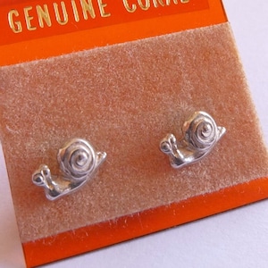 Vintage Sterling Silver Snail Earrings, snail stud earrings