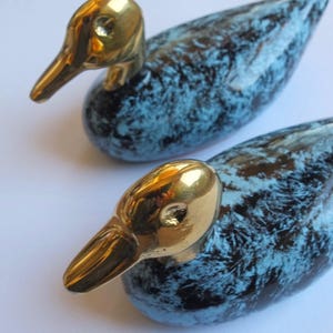 Vintage Solid Brass Pair of Ducks, 80s duck sculptures, Duck Figurines, Duck Lovers