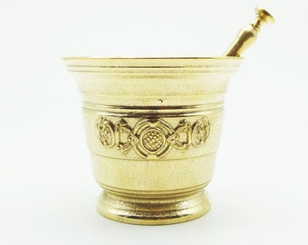 Vintage Brass Mortar and Pestle: Pharmacy Apothecary Decor