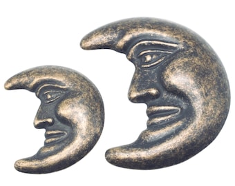 2 Lunas de latón vintage, decoración de pared lunar, listas para colgar