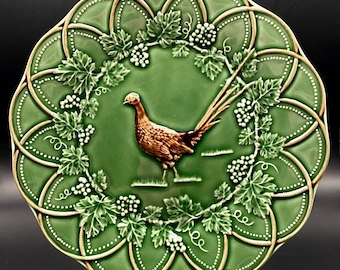 Vintage handmade Ceramics Plate,  Phesant Ceramic Plate, Bordallo Pinheiro Plate