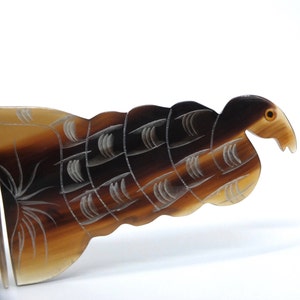 Vintage Buffalo Horn Comb, Engraved Comb, Snake Engraved, Vintage Comb - never used
