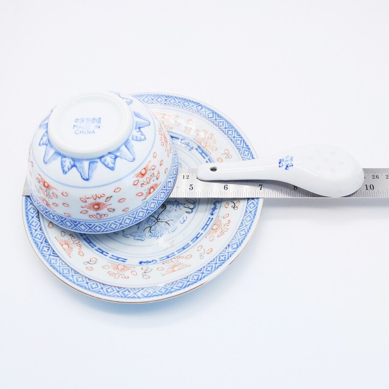 Antique SET Oriental Porcelain Soup Bowl Plate Spoon Etsy