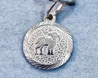 1 Vintage Sterling Silver Zodiac pendant, zodiac charm