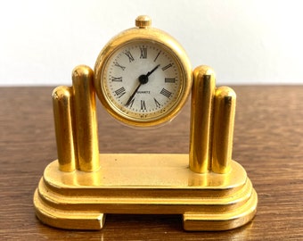 Vintage Miniature  Clock, Dollhouse Clock, Gold Clock, Miniature Clock