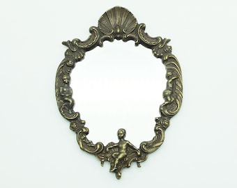 LAST ONE Vintage Wall Brass Mirror, vintage wall mirror, angel mirror, wall mirror, metal mirror