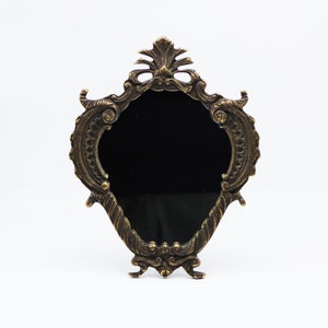 Vintage Brass Table Mirror,  tabletop Bedroom or Entrance Mirror -  Hollywood Regency Style, Vintage tabletop mirror,  brass mirror