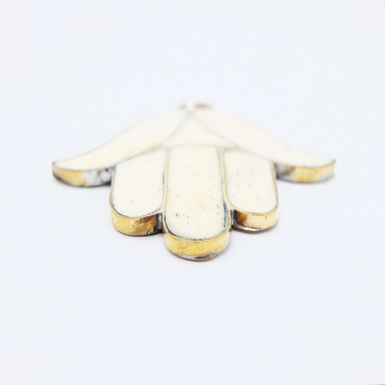 Antique Bone and Brass Hand of Fatima Pendant Amulet Hand of Fatima Hamsa Pendant
