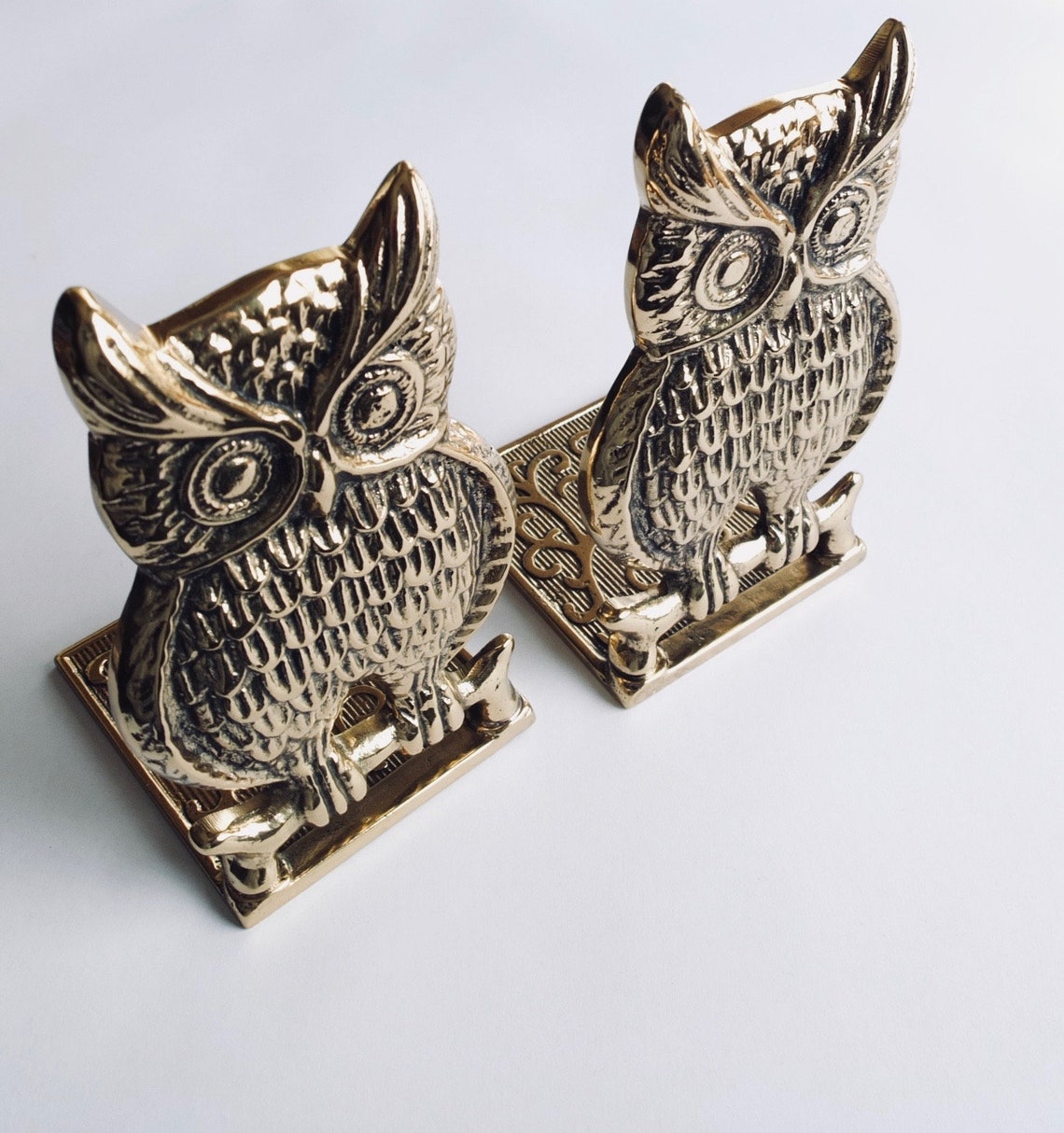 Vintage Pair of Brass Owl Bookends Brass Bookend Etsy Australia
