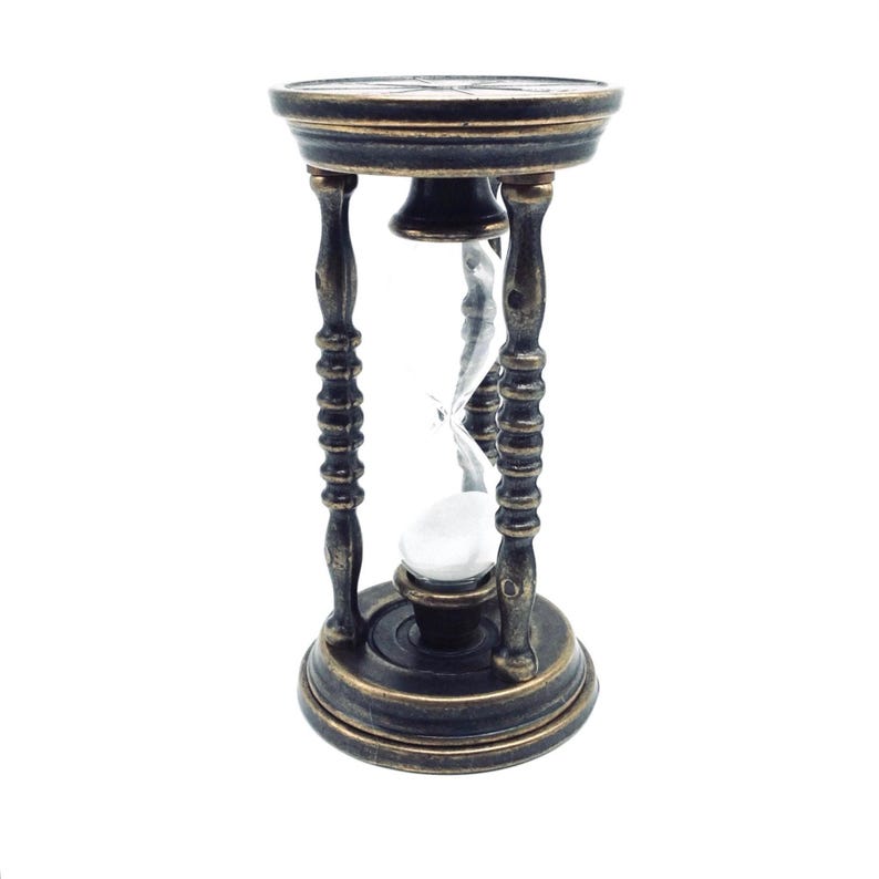 Vintage Solid Brass Sand Timer: Office Décor Brown