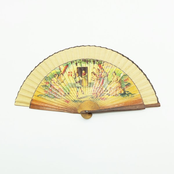 Antique Hand painted Spanish Hand Fan, Flamenco Hand Fan, Wall Décor