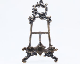Vintage Brass Plate Easel, Ornate Display Stand
