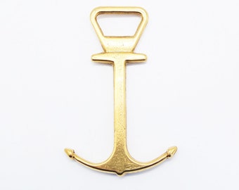 Vintage messing flesopener met anker: nautisch servies