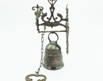 Cloche de porte vintage, Cloche murale en laiton suspendue