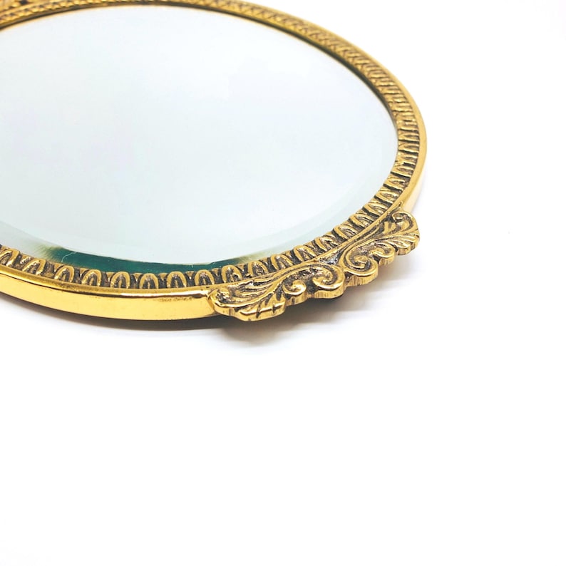 Vintage Brass Wall Mirror, Wall Mirror, Bedroom Mirror, Metal Mirror, Metal Wall Mirror, Oval Mirror, Entrance Mirror image 2