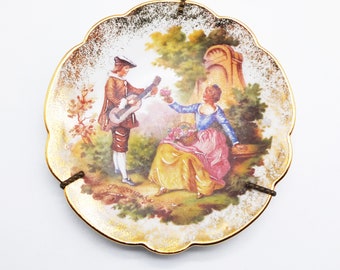 Vintage Hanpainted Plate, Romantic Victorian Scene Painted in a  Porcelain Limoges Plate, Wall Plate