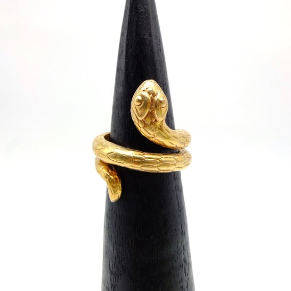 Vintage Gold Plated Sterling Silver Snake Ring, g… - image 5