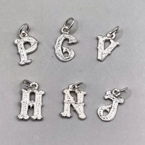 Vintage sterling silver initial letter charm, handmade letter charm