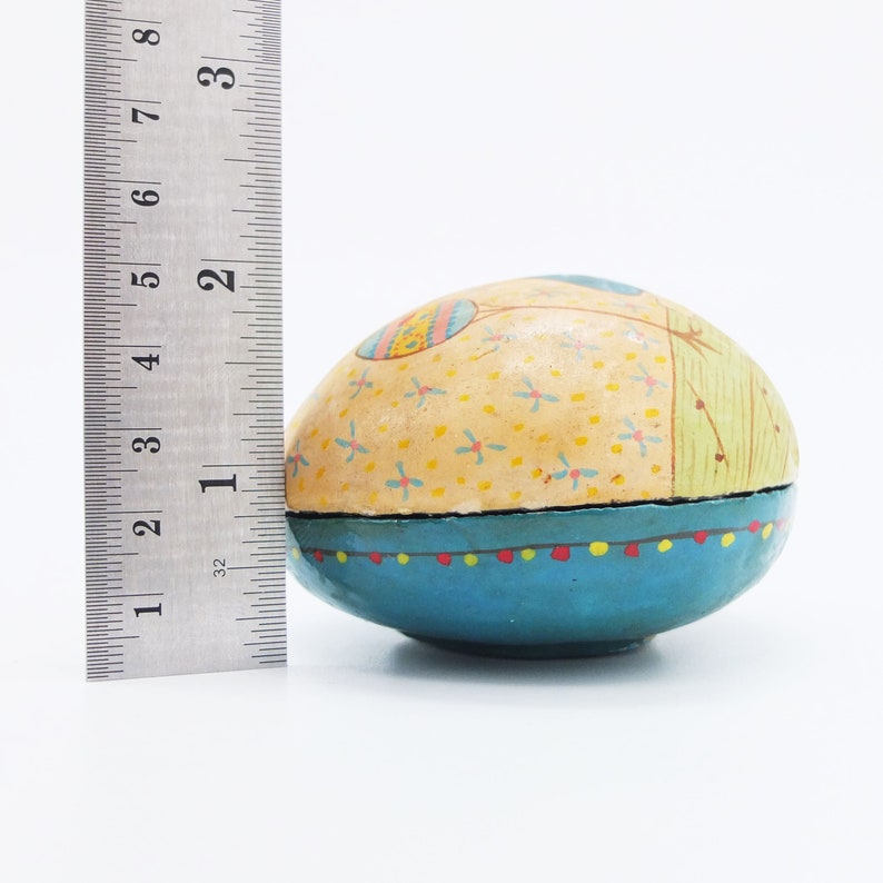 Antique Hand painted Egg Box, Easter Egg, Bunny Egg, Bunny Figurine image 8