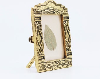 Vintage Geometric Brass Photo Frame, Small brass Frame 1,5x2"
