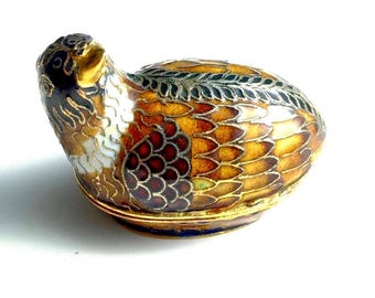 Pernice Cloisonné vintage, scatola cloisonné, uccello Cloisonné, uccello Cloisonné vintage, statuetta di uccelli