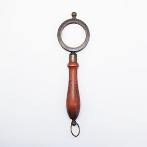 Vintage Wood and brass Magnifying glass, Vintage Magnifying glass