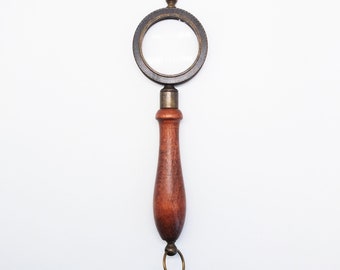 Vintage Wood and Brass Magnifying Glass