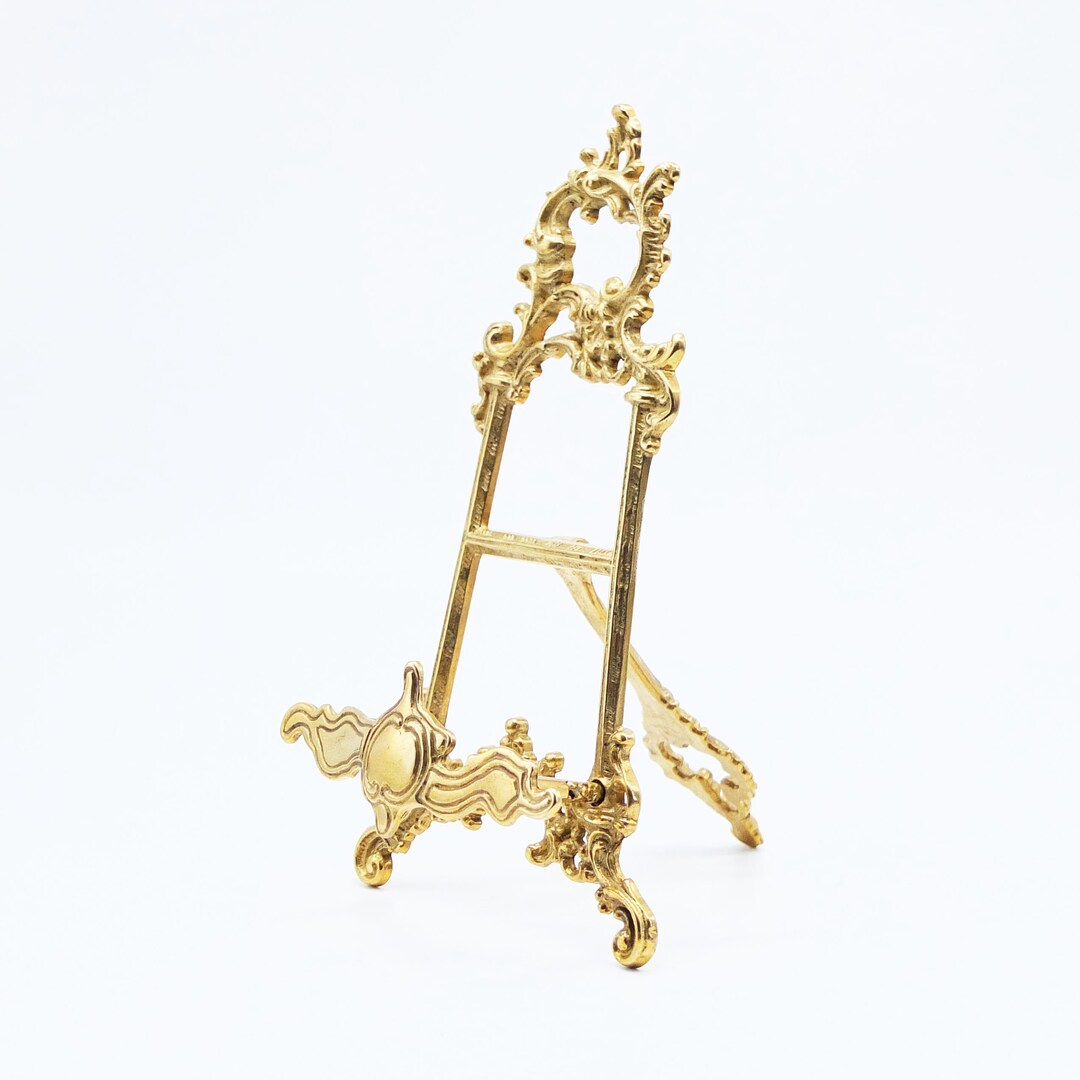 Vintage Brass Frame Stand, Plate Display, Book Stand Plate Holder