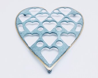 Heart Shaped Trivet, Vintage Brass Heart Trivet, Heart Wall Décor,