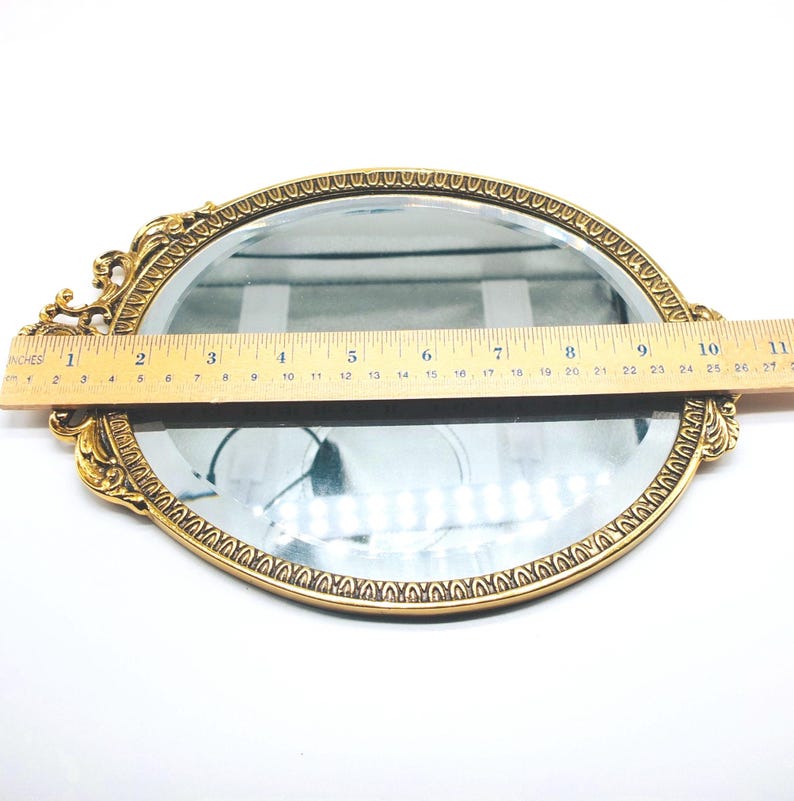 Vintage Brass Wall Mirror, Wall Mirror, Bedroom Mirror, Metal Mirror, Metal Wall Mirror, Oval Mirror, Entrance Mirror image 7
