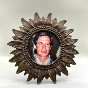 LAST ONE Sunflower Solid Brass Photo Frame, Vintage Picture Frame, vintage metal frame