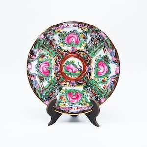 Vintage Hand Painted Chinese Plate, Chinese Dish Ring, Oriental Porcelain, Soap dish