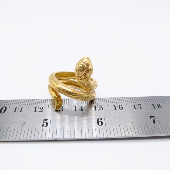 Vintage Gold Plated Sterling Silver Snake Ring, g… - image 10