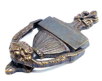 Aldaba de latón vintage, aldaba de metal con diseño floral