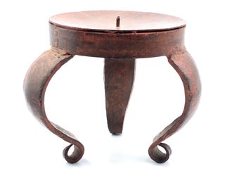 Vintage Handmade Iron Candleholder, Rustic Ironwork