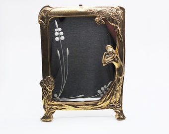 Vintage Brass Tabletop Mirror
