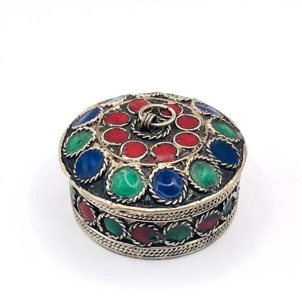 BERBER Silver Trinket Box, Vintage Ring Box, African art