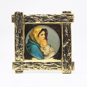 Moldura de foto de latão dourado vintage, moldura redonda, tamanho grande