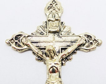 Vintage  Brass Jesus Crucifix, Wall Crucifix, Pendant Crucifix