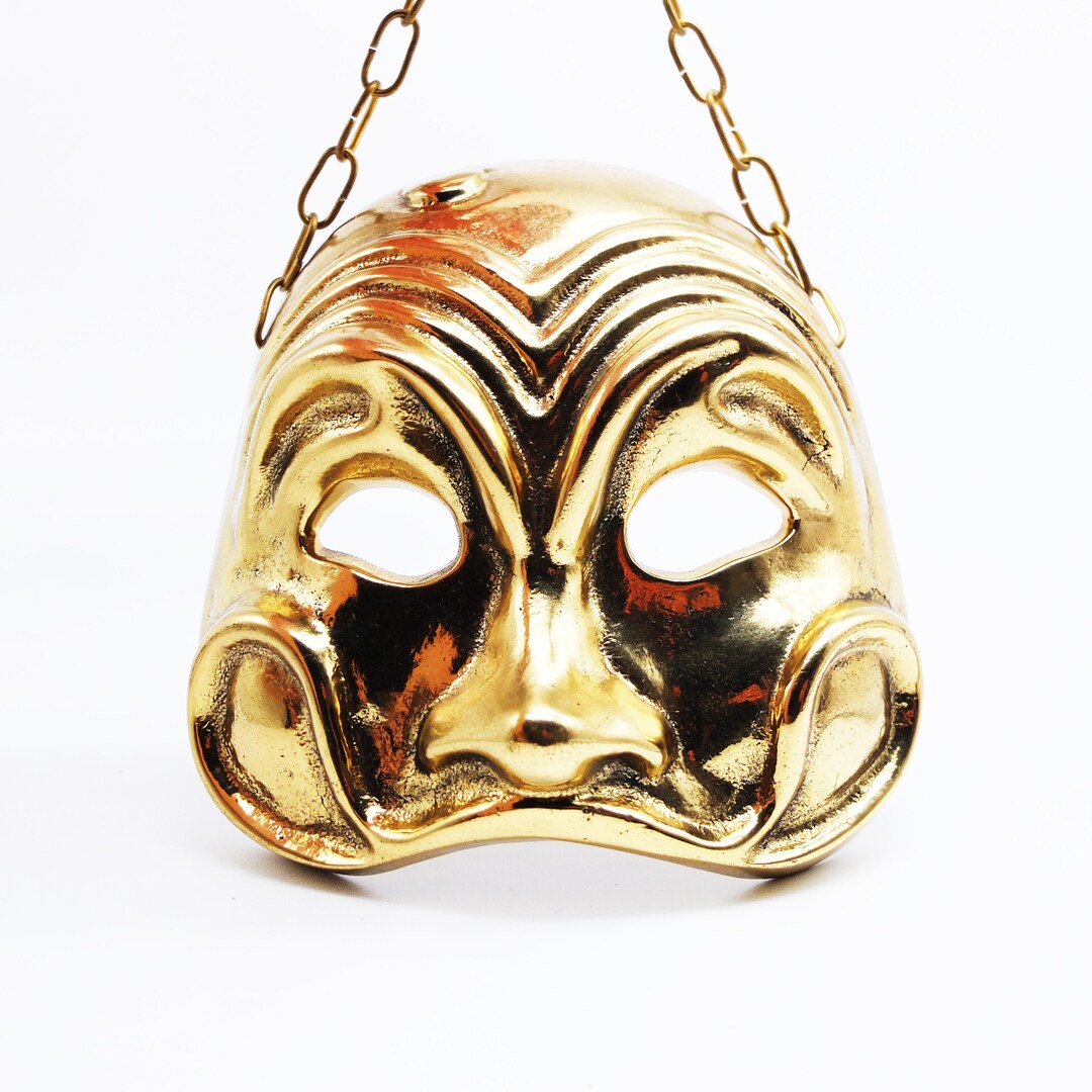 Vintage Brass Mask Sculpture, Wall Décor, Mask Collection, Metal Mask ...