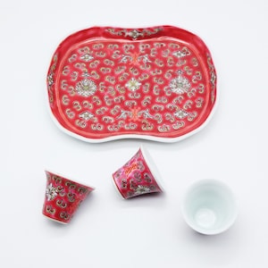 Vintage Chinese Hand painted  Porcelain Liquor or Sake Drink set, Vintage Drink Set, Oriental Porcelain