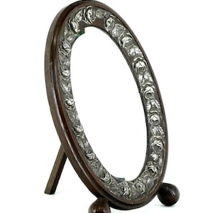 Art Déco Tabletop Mirror, Wood and sterling Silver Tabletop Mirror, Portuguese Vintage
