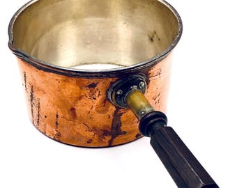 Vintage copper pot with wood handle