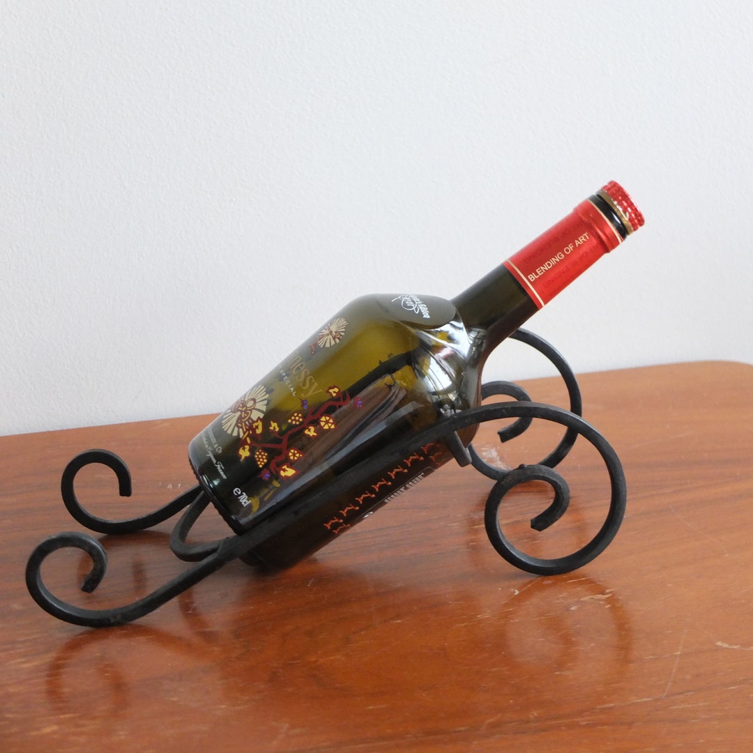 Vintage Iron Tabletop Wine Bottle Rack, Bottle Display, Vintage Metal