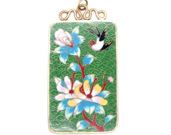Vintage cloisonné-ketting hanger, grote hanger