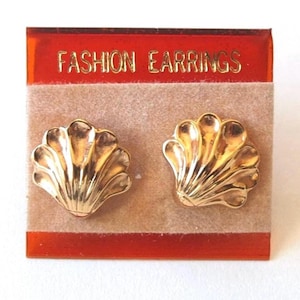 Vintage Gold Plated Sterling Silver Shell Earrings, vintage shell Earrings