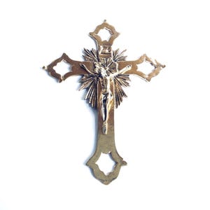 Vintage Wall crucifix, Metal wall Crucifix, Brass Crucifix, Religious Decor