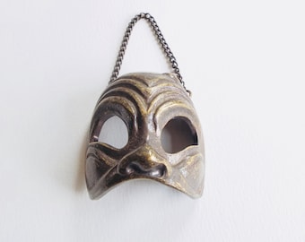 Vintage Brass Mask Sculpture, Wall Décor, Mask Collection, Metal Mask, Hanging Mask, Metal Mask, Hanging Mask, Wall Mask